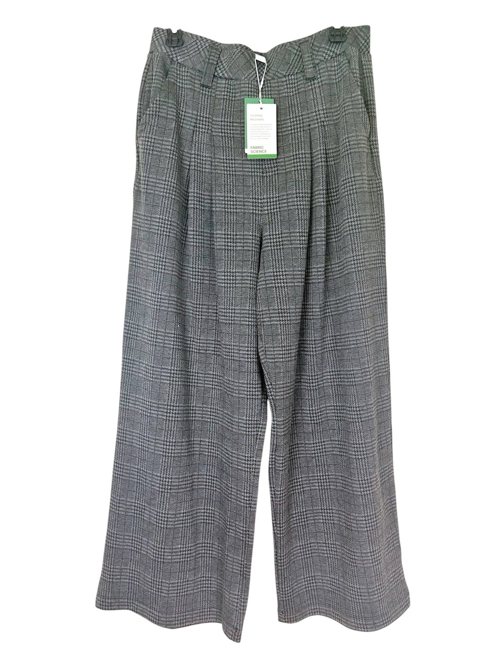 NWT HALARA Gray Plaid Wide Leg Pants large regular